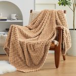 EXQ Home Fleece Throw Blanket for Couch or Bed - 3D Imitation Turtle Shell Jacquard Decorative Blankets - Cozy Soft Lightweight Fuzzy Flannel Blanket Suitable for All Seasons(50"×60",Camel)