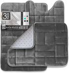 Clara Clark Bathroom Rugs, Velvet Memory Foam Bath Mat, Non-Slip Bath Rugs, Machine Wash, Dries Quickly, Ultra Soft Plush Bath Mats for Bathroom, Tiled - Gray