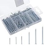 280 PCS Hardware Assorted Nails kit,Flat Head Nails,Wood Panel Pins Tacks,Construction Nails for Picture Frame Furniture Masonry Silver