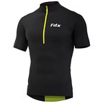 FDX Men’s Cycling Jersey - Half Zipped, Half Sleeves, Summer Cycle Breathable Tops with 4 Pockets - Bicycle Riding Shirt, MTB Racing, Mountain Bike, Running, Outdoor Sports Clothes (Black, Large)