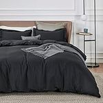 Bedsure Black Duvet Cover King Size - Soft Double Brushed Duvet Cover for Kids with Zipper Closure, 3 Pieces, Includes 1 Duvet Cover (104"x90") & 2 Pillow Shams, NO Comforter