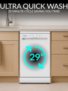 HYE Slimline 45cm Dishwasher – White Compact Freestanding