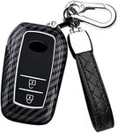 HIBEYO 2 Button Key Fob Cover for Toyota Corolla RAV4 Camry GX FJ150 Prius Yaris Land Cruiser Highlander LX RX NX Hilux Previa Aygo Prado Levin Accessories with Keychain-2 Button Black