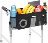 Upgrade Walker Basket with Cup Holder, Foldable Walker Storage Bag for Seniors with Big Capacity & Never Tipping Over, Best Gift for Family