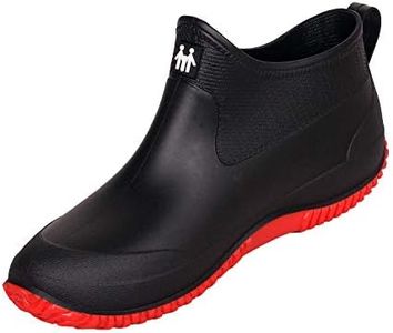 SMajong Botas de Caucho Hombre Mujer Botas de Agua Antideslizante Botas Lluvia Impermeable Zapatos de Jardin Calentar Invierno Negro Rojo 40 EU
