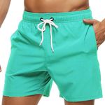 Huayuzh Mens Swimming Shorts Trunks Men Quick Dry Breathable Beach Surfing Swim Shorts with Zipper Pockets Mesh Lining Grassgreen L