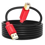 Printer Cable 20Ft,Tan QY USB 2.0 High Speed Gold-Plated Connectors Printer Scanner Cable Cord A Male to B Male for HP, Canon, Lexmark, Dell, Xerox, Samsung etc (20Ft, Red)