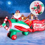 10.5 FT Christmas Inflatables Santa Claus on Animated Helicopter, Giant Lighted Inflatable Outdoor Decorations for Xmas Yard Holiday Party Garden Lawn Decor