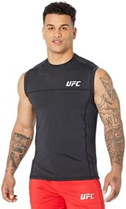 UFC Sleeveless Crew Neck Tank Top for Men – Blended Cotton – Short Sleeves – Regular Fit – Graphic Printed Black LG One Size