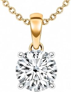 SHOP LC DELIVERING JOY Lab Grown Diamond Necklace for Women in 14k Yellow Gold 3 Carat Pendant - Wedding Anniversary Jewelry Engagement Gifts for Her
