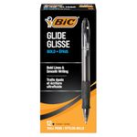 BIC Glide Bold Black Ballpoint Pens, Bold Point (1.6mm), 12-Count Pack, Retractable Ballpoint Pens With Comfortable Full Grip