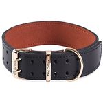 Genuine Leather Extra Thick Soft Dog Collar for Walking & Training Heavy Duty Dog Collar for Small Medium Large and Extra Large Breed Dogs (Black,XL)