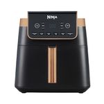 Ninja Air Fryer MAX PRO, 6.2L, Uses No Oil, Large Square Single Drawer, Roast, Bake, Air Fry, Family Size, Non-Stick, Dishwasher Safe Basket & Crisper Plate, Silicone Tongs, Black & Copper, AF180UKCP