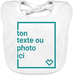 Spreadshirt® Créez Votre Propre Bavoir Bio Bébé Personnalisé avec Texte ou Photo Imprimée Bavoir Bio Bébé, blanc
