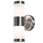 Konstsmide Outdoor Wall Light Mains Powered/Modena Up Down Lamp/2 x 25 W G9 Max Wall Lamp/Frosted-Opal Glass Lens/IP44/Outside Light Stainless Steel