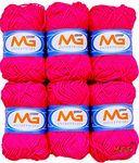 M.G Enterprises Magenta Wool Ball Hand Knitting Art Craft Soft Fingering Crochet Hook Yarn, Needle Knitting Thread Dyed - Pack of 6