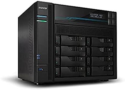 Asustor Lockerstor 10 AS6510T 10 Bay Diskless NAS, Intel Quad Core 2.1 GHz CPU, 8GB RAM DDR4, M.2 NVMe SSD Caching, Network Attached Storage