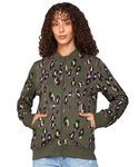 Alan Jones Clothing Women's Cotton Blend Printed Zipper Cotton Regular Banded Collar Sweatshirt (Hunter Green_M)