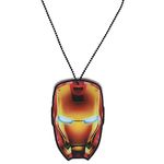 FameUs Iron Man Car Hanging Decor Accessory for Rear View Mirror with Adjustable Length Chain, Double Sided Printed, Material- Acrylic, Color- Red, Yellow & White, Dimension- 3.5 x 2.3 x 0.1 inches