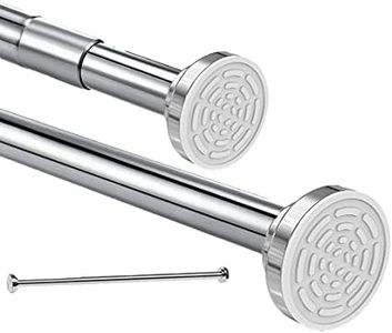 Shower Curtain Rod extendable(47-82Inch), Non-Slip, Never Rust, Tension Curtain Rod, No Drilling,304 Stainless Steel, Never Collapse,for Bathroom,Kitchen, Garderobe
