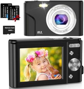 Digital Camera, AOLLONNA FHD 1080P Digital Camera for Kids with 32GB SD Card 16X Digital Zoom, Compact Camera Portable Mini Camera for Teens Students Boys Girls Seniors(Black)