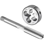 Burkit 3/8"-16 UNC Tap and Die Set Left Hand, 3/8 x 16 UNC Machine Thread Tap and Round Die