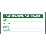 V Safety Write - On - Calibration/Calibrated Serial No Sticker - Green - 51x25mm (Roll of 250)