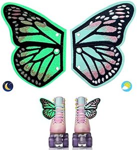 GR GLAMRAY Glow in The Dark Butterfly Wings for Roller Skate Shoes Boots, Roller Skate Accessories for Women Girls