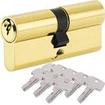 BETOY Lock Cylinder - 32.5/32.5 (65mm) Cylinder Door - Brass Finish - Standard Security - High Security