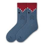 K. Bell Socks womens Funny Animal Novelty Crew Socks, Great White Shark (Slate Blue), Shoe Size: 4-10