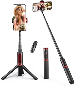 ATUMTEK Selfie Stick Tripod, Extendable 3 in 1 Aluminum Bluetooth Selfie Stick with Wireless Remote and Tripod Stand for iPhone 13/13 Pro/12/11/11 Pro/XS Max/XS/XR/X/8/7, Samsung Smartphones, Red