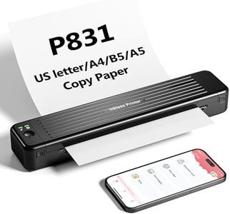 Itari P831 Portable Printers Wireless for Travel, Inkless Printer, 300DPI for 8.5x11 US Letter Copy Paper, Bluetooth Printer Compatible with Mobile & Laptop for Travel, Office, Black