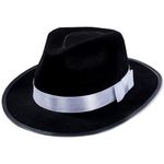 Funny Party Hats Black Fedora Hat - Gangster Hat - Black and White Fedora Hat - Mobster Hat (Fedora Hat)