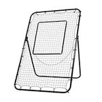 BALWONER 6 x 4 ft 5 Angles Adjustable Pitch Back Baseball Softball Lacrosse Rebound Net with Strike Zone Black