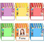 Acidea Kids Photo Nameplates for Desk, 36Pcs Name Tags for Classroom with Photo Space, Self-Adhesive Student Name Plate, Colorful Classroom Decoration Name Stickers for Locker Office (4.5"x 4.75")