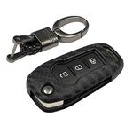 M.JVisun Soft Silicone Rubber Carbon Fiber Texture Case Key Fob Cover for Ford EcoSport Escort Explorer F-150 F-250 F-350 F-450 F-550 Super Duty Mondeo Ranger Titanium Flip Car Remote Key - Black