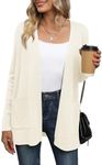 LILBETTER Womens Casual Lightweight Long Sleeve Open Front Cardigan Sweaters with Pockets(Beige Large)