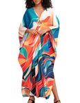 Bsubseach Plus Size Caftan Dresses for Women Bathing Suit Cover Up Beachwear Colorful Auspicious Clouds