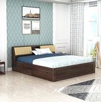 STRATA FURNITURE Sheesham Wood King Size Bed with Drawer Storage Solid Wood Double Bed Palang Wooden Bed for Bedroom Living Room Furniture (Walnut Finish)