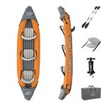 Hydro-Force 12'6" x 39" Rapid X3 Inflatable Kayak Set | Fits Up to 3 Adults | Includes 2 Aluminum Paddles, 1 Hand Pump, 2 Fins, 1 Carry Bag, Repair Patch