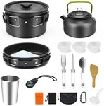 16pcs Camping Cookware Kit,Outdoor Cooking Set with Kettle,Lightweight Camping Pot and Pan for 2 to 3 People Camping,Hiking,Picnic