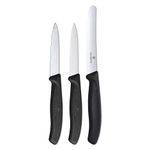 Victorinox Swiss Made Stainless Steel Swiss Classic Kitchen Knife (Set of 3) Serrated and Straight Edge Knives for Professional and Household Kitchen, Kitchen Tools, Black, 6.7113.3