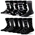 MAKABO Men's Seamless Premium Cotton Classic Dress Socks - 12 Pack - Size 10-13 - Black