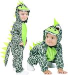 Baby Dinosaur Costume, Kids Hooded Dragon Romper Jumpsuit, Animal Onesie Pajamas (13-18M) Green