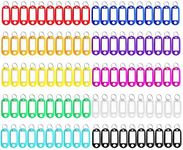 150 Pack Plastic Key Tags, 10 Assorted Colors Key Keychain Tags with Labels, Key Chain Label Tags Identifiers ID Tags with Split Ring