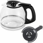 Replacement 12-Cup Glass Carafe, Compatible with Mr. Coffee Part# PLD12 PLD12-RB Series, with One Extra Lid