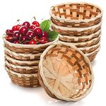 Nicunom 12 Pack Round Gift Baskets,7" Hand Bamboo Small Bread & Fruit Baskets, Woven Bread Roll Baskets, Food Serving Baskets, Food Storage Basket for Kitchen Restaurant Display Decor