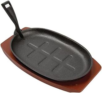 Olympia ovalada de hierro fundido Sizzler con soporte de madera grande 280 x 190 mm)