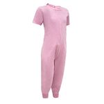 Kaycey Zip back Short Sleeve Long Leg Jumpsuit For Boys And Girls, Adaptive Clothing For Kids with Special Needs, Soft Cotton, Pink, 3-4 Years