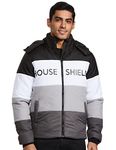 Amazon Brand - House & Shields Men's Polyester Standard Length Quilted Jacket (Hs-A22-Qb-02_Black,White_Medium)